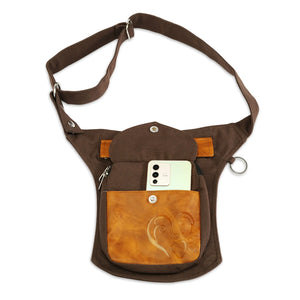 Nijens Gassi-Tasche Gürteltasche (Canvas und Kunstleder Braun) für Hundebesitzer