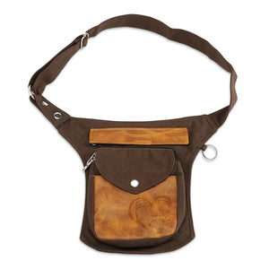 Nijens Gassi-Tasche Gürteltasche (Canvas in Braun und Kunstleder) für Hundebesitzer