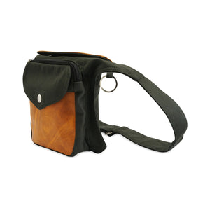 Gassi-Tasche Gürteltasche "Herz mit Hundepfote" Nijens Tasche Kunstleder Braun (Canvas Grün) 2