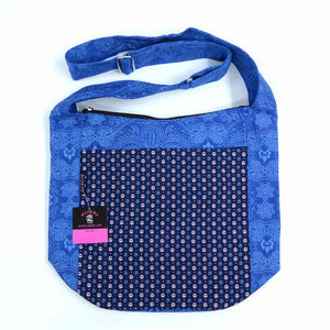 Nijens Umhängetasche Big Shopper mit Blumen Motiv in Blau