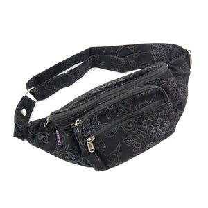 Nijens Outdoor Gassi-Tasche S-XXXL Stoff mit Blumen Motiv in Schwarz