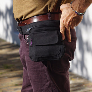 Nijens Hüfttasche zum Wenden S-XXL Schwarz Uni Baumwolle