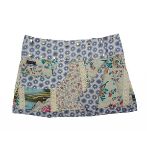 Summer skirt mini skirt two-sided reversible fabric blue-turquoise Chocochip Short 32