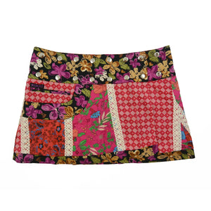Minirock praktischer kurzer Rock aus Stoff mit Floralen Motive Nijens