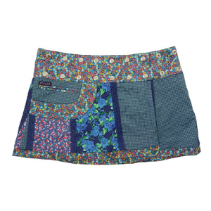 Nijens Minirock Zweiseitig Reversibel Rock aus Stoff in Blau mit Blumenmuster