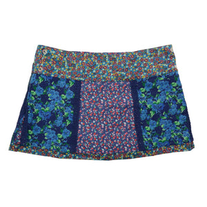 Nijens Minirock Zweiseitig Reversibel Rock aus Stoff in Blau mit Blumenmuster 2