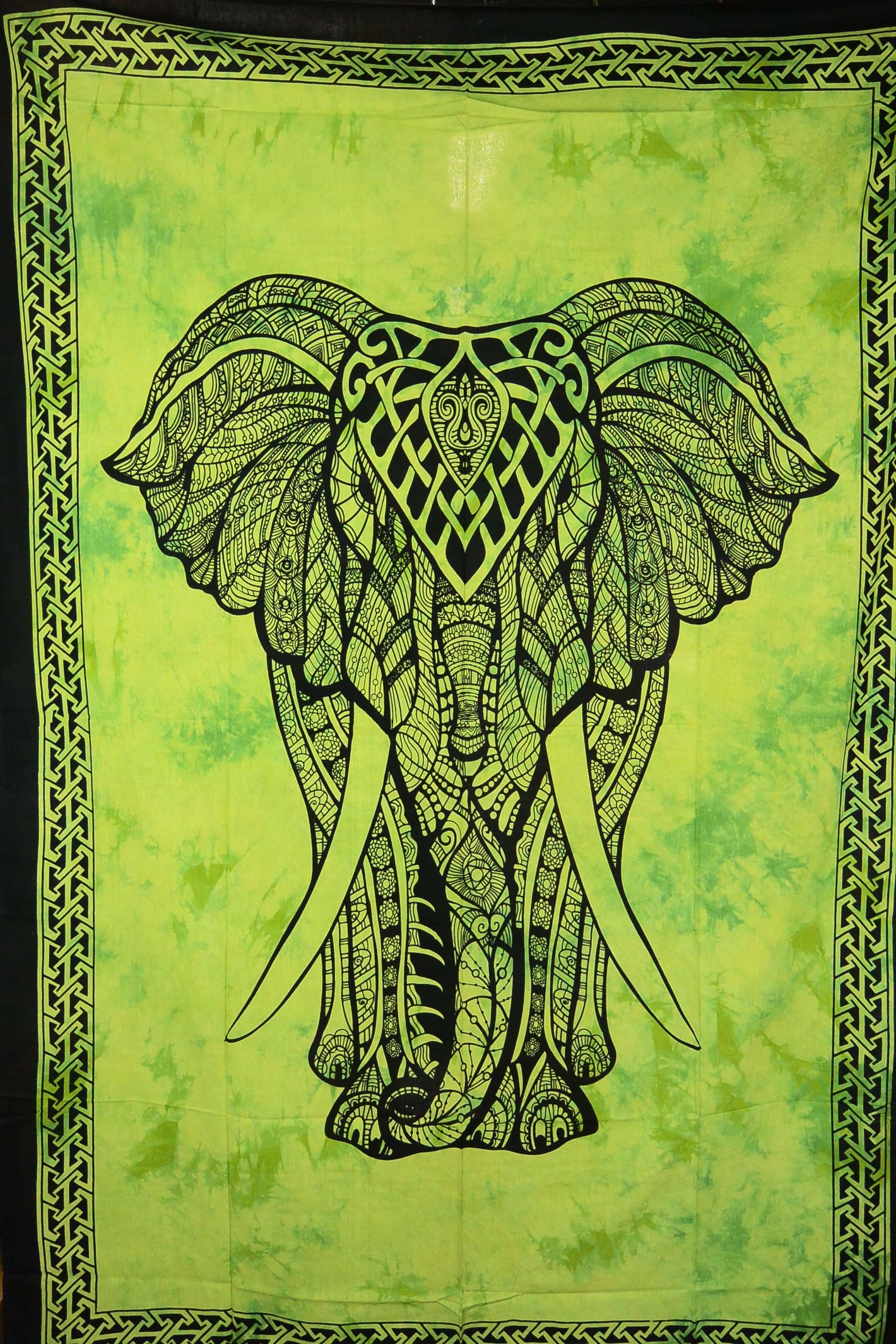 Stoff Wandbild Laken Elefant grün 228 - NIJENS