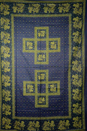 Nijens Hippie Bettlaken Stoff Indigo-Grün Laken