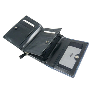 Nijens Leder Geldbörse Mandala-Motive Portemonnaie in Grau-Blau