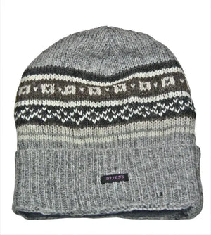 Lange Beanie in Grau mit Umschlag und wärmenden Fleeceeinsatz - NIJENS