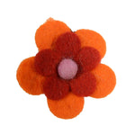 Handgemachte Haargummi Kornblume mit gefilzter Blüte Rot-Orange