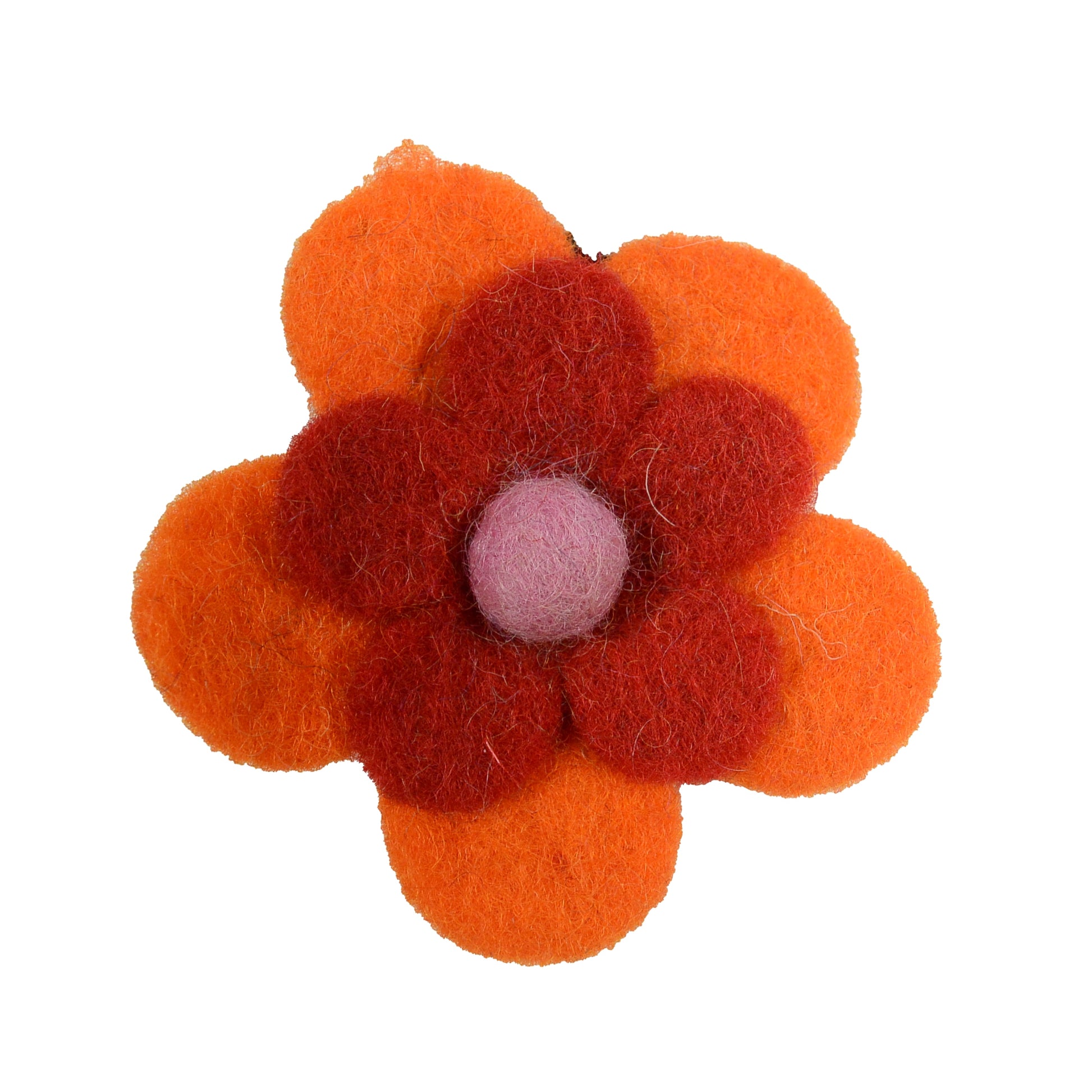 Handgemachte Haargummi Kornblume mit gefilzter Blüte Rot-Orange