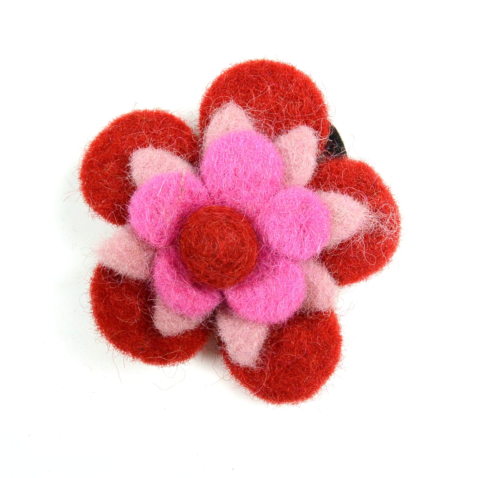 Handgemachte Haargummi Filzhaargummi Blume Rot-Rosa