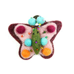 Nijens Zopfgummi Filz-Haargummi Schmetterling Rosa-Grün