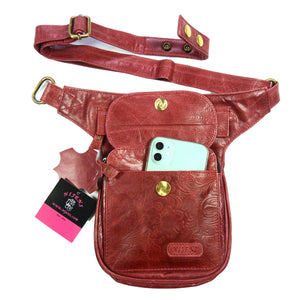 Gassi-Tasche Leder für Hundehalter Nijens Hannover Tasche Rot - NIJENS