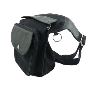 Nijens S-XXXL Gassi-Tasche Leder Vintage Canvas Black-Charcoal