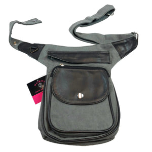 Nijens Gassi-Tasche Leder Vintage Hundesport Bauchtasche Grau Steel