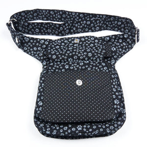 Nijens Gassitasche S-XXXL Bauchtasche für Hundesport Schwarz Polka Dot Pfoten