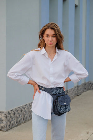 Nijens Hunde Gassi-Tasche Denim blau