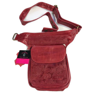 Nijens S-XXXL Gassi-Tasche Leder Matt Dunkelrot für Hundesport Hannover