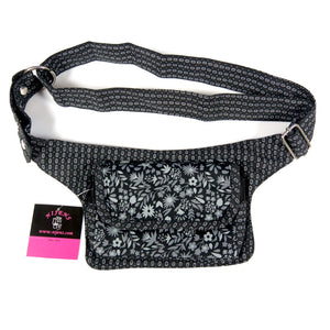 Hip Bag NijensKathmandu-M Canvas Black Flowers 572 - NIJENS