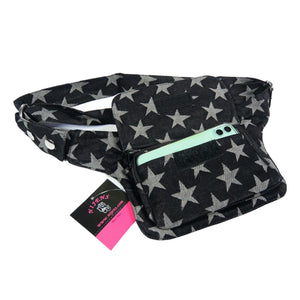 Bauchtasche Nijens New Denim Grau-Schwarze Sterne Tasche für das Handy