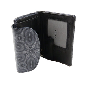 Geldbörse Ledergeldbörse mit Mandala grau-blau-schwarz Nijens