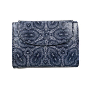 Geldbörse Ledergeldbörse Mandala grau-blau Nijens Shop