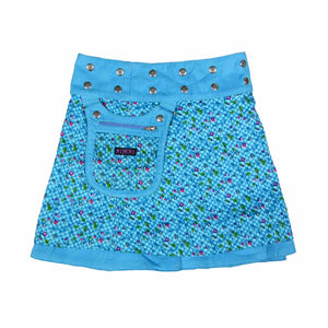 Nijens Wenderock Kinderrock aus Kordsamt mit kleinem Blumenmuster Blau