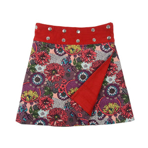 Wenderock aus Kordsamt mit Blumenmuster in Rot für Mädchen Nijens Shop