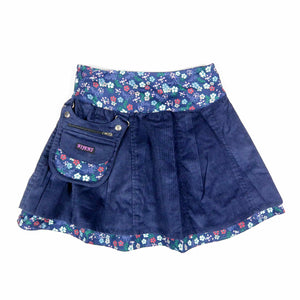 Nijens Schöner Wenderock Kinderrock Mini Pavlana aus Kordsamt/Baumwolle dunkelblau mit Blumenmuster