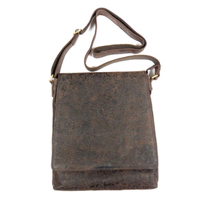 Ledertasche Rindsleder Dunkelbraun mit Blumenmuster Print NIJENS
