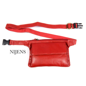 robuste praktische Bauchtasche echtes Leder in Rot