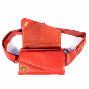 Leder Pouch Bauchtasche NijensNJ-07 ROT NEW - NIJENS