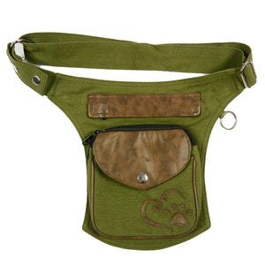 Nijens Futtertasche Barcelona S-XXXL Kunstleder Hundepfote im Herz Olive