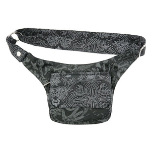 Nijens handgenähte Bauchtasche mit verstellbarem Gürtel, Hüfttasche aus Stoff in Schwarz - City Life