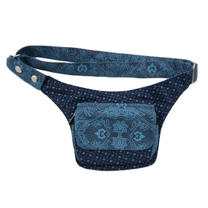 Bauchtasche Nijens Gürteltasche Stoff Blau mit Blumen-Motiv