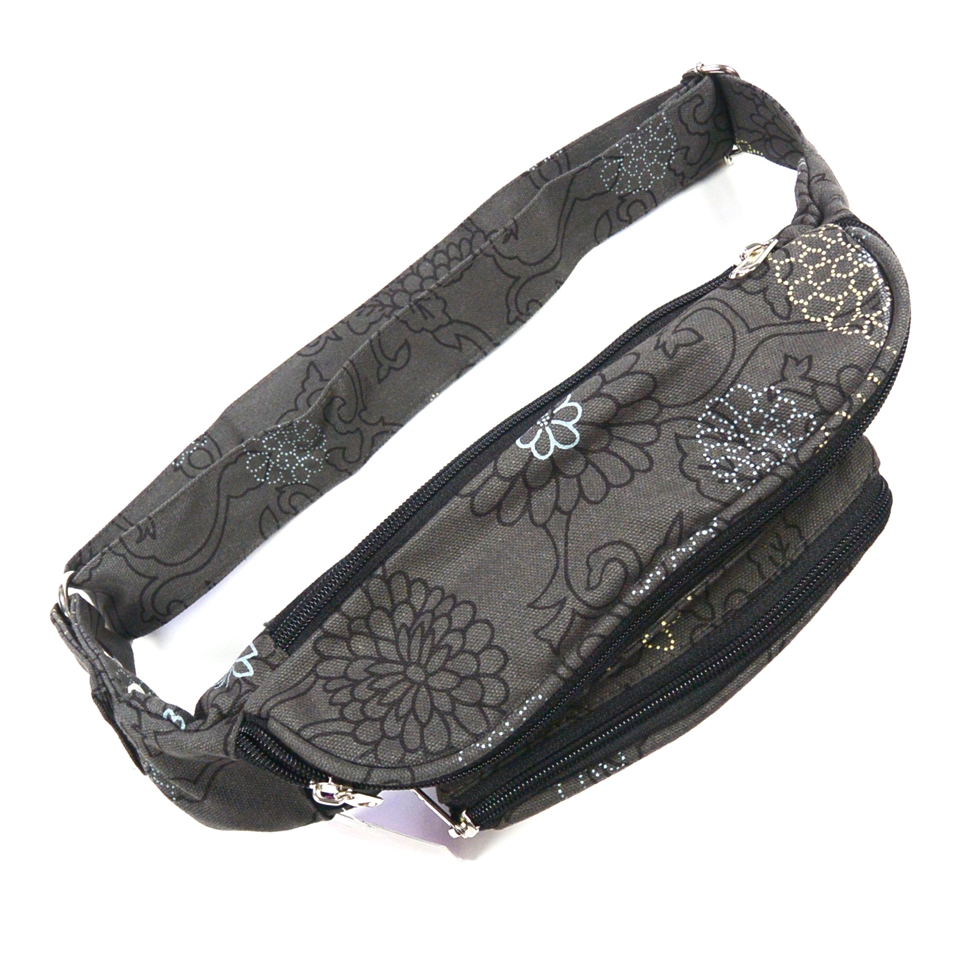 Nijens Gassi-Tasche Bum-Bag für Hundetraining Tasche mit Blumen Grau