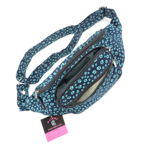 Bum-Bag Hundefreunde Brusttasche Pfoten Emerald-Petrol