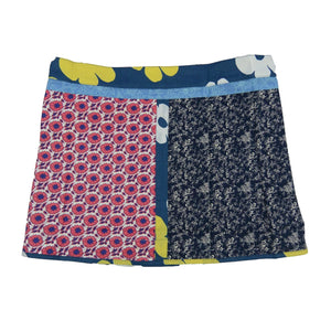 Wickelrock Damen Minirock Stoff Rosa-Blau Nijens 2