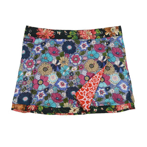 Nijens Damen Wickelrock Rosa-Rot Minirock mit Blumenmuster