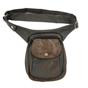 Nijens Leckerlibeutel S-XXXL für Hunde Tasche Anthrazit mit Kunstleder Pfote & Herz