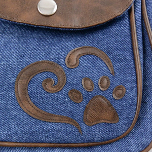 Nijens Gassi-Tasche Stoff Blau mit Kunstleder Pfote im Herz