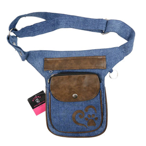 Gassi-Tasche Stoff Blau mit Kunstleder für Hundebesitzer Nijens