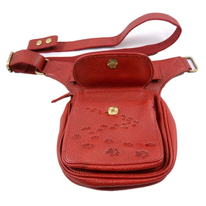 Nijens Gassi-Tasche Leder Ferrari Rot Bauchtasche für Hundebesitzer 2