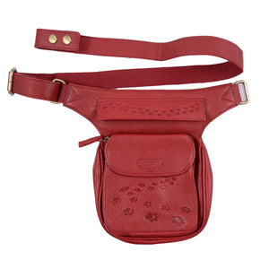 Nijens Gassi-Tasche Leder Ferrari Rot Bauchtasche für Hundebesitzer