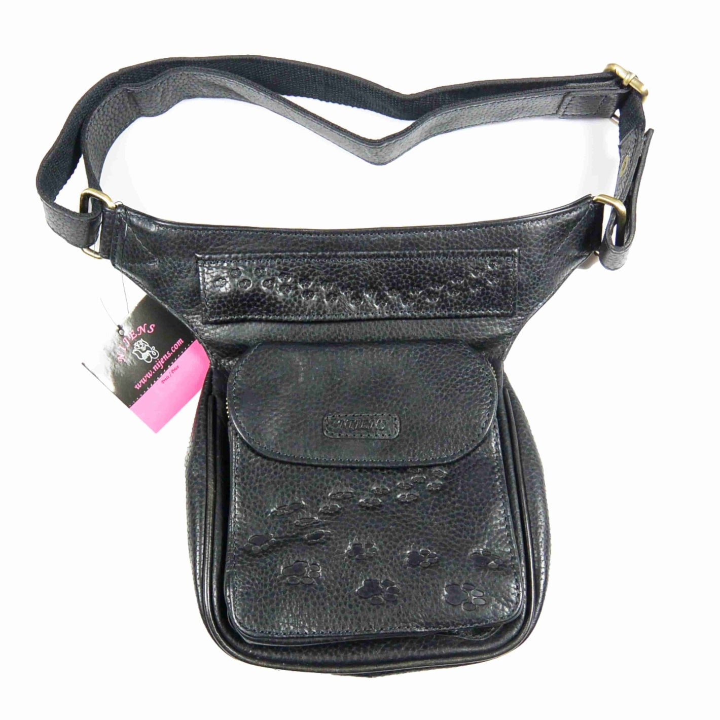 Gassi-Tasche Leder S-XXXL für Hundehalter NJ-Hannover Black 8001 - NIJENS