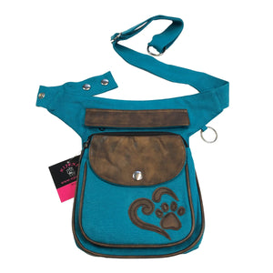 Nijens Gassi-Tasche Leder Vintage Hannover Hipbag Hundeliebe Pfote im Herz R-5044