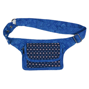 Hip Bag Nijens Bauchtasche Canvas Baumwolle Blau mit Blumenmuster