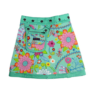 Nijens Kinderrock schöner Baumwollrock emerald rosa Blumenmuster
